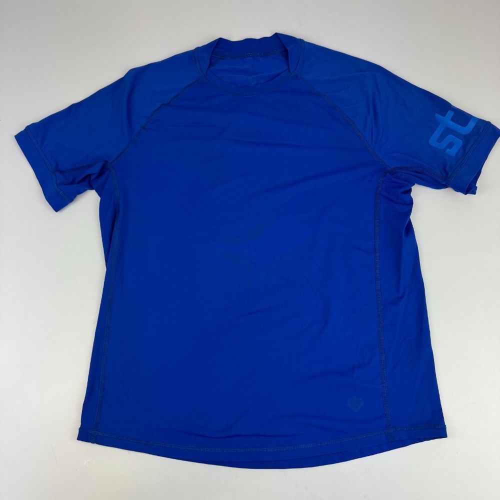 Stio Mens Size M Rashguard Sun Shirt Short Sleeve UPF 50 Blue